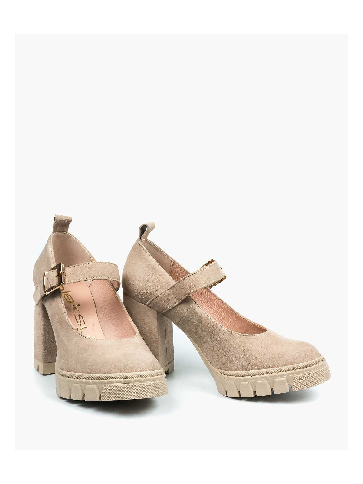 Beżowe półbuty damskie skórzane