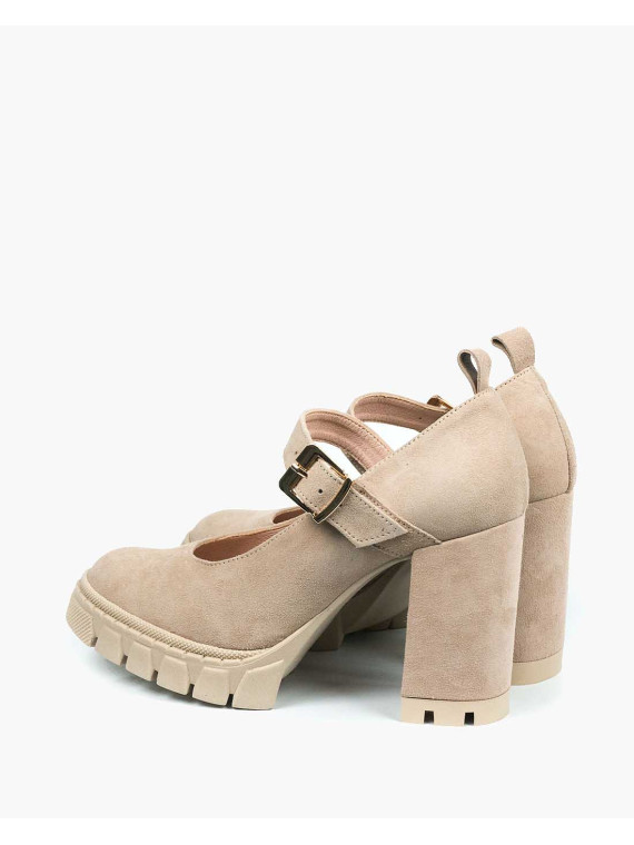 Beżowe półbuty damskie skórzane