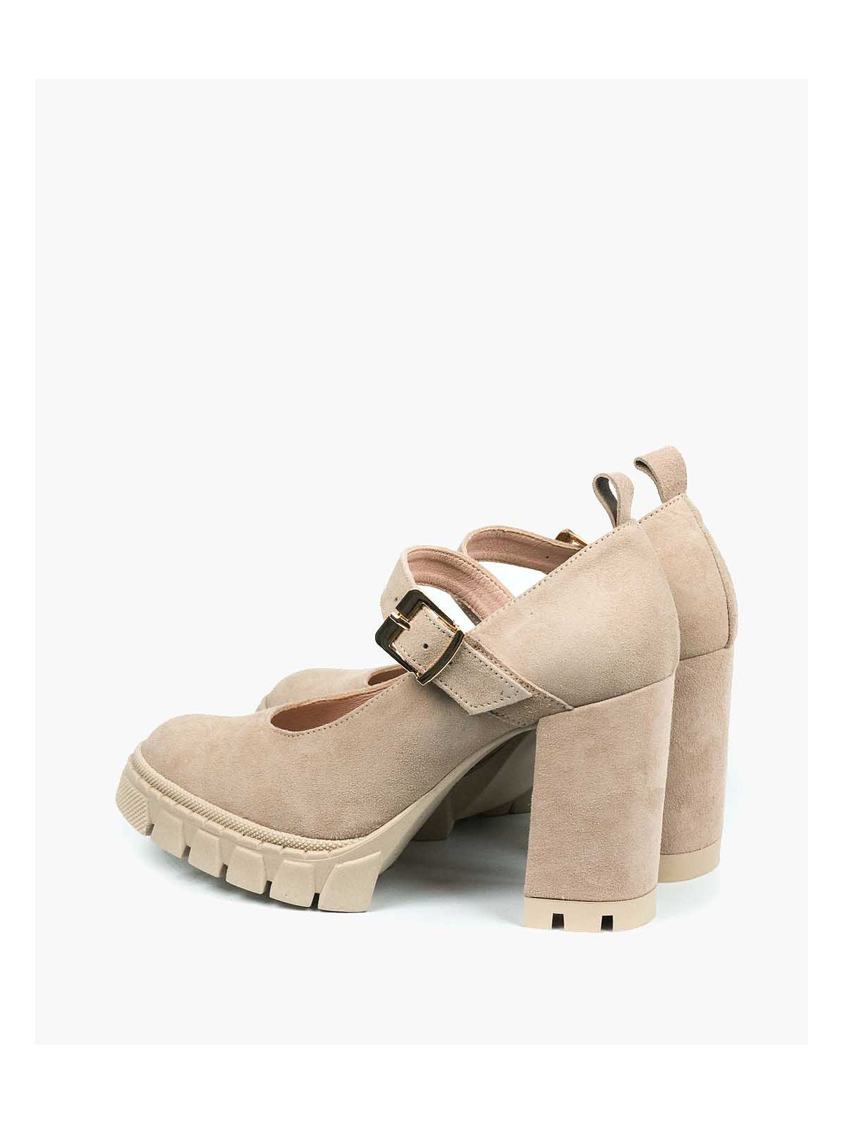 Beżowe półbuty damskie skórzane