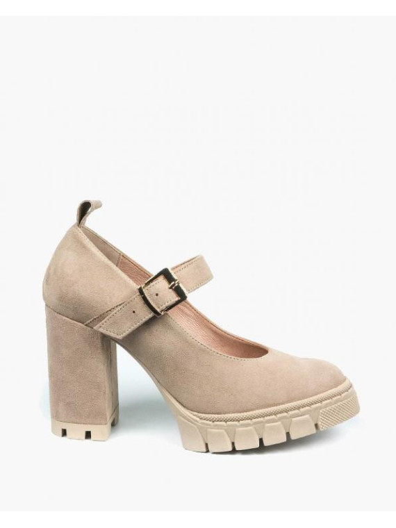Beżowe półbuty damskie skórzane