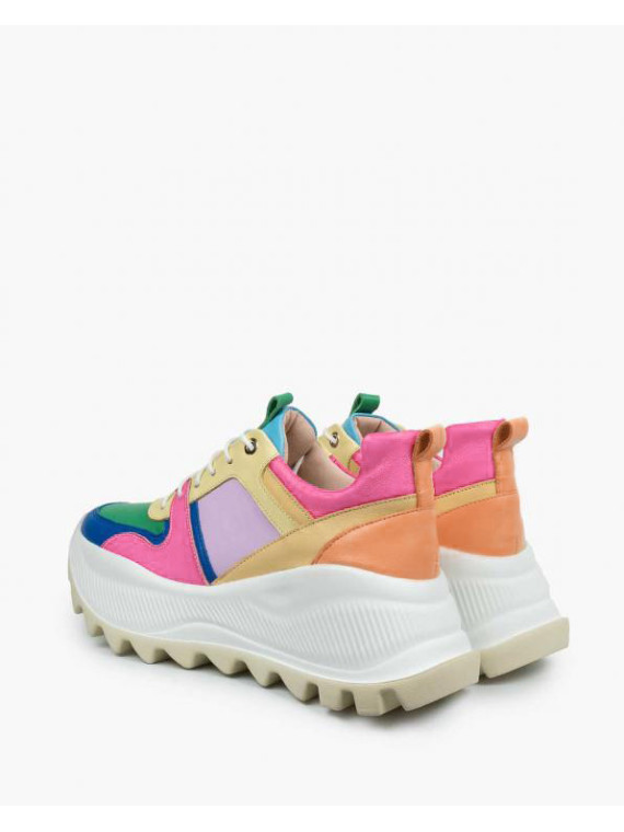 Sneakersy wielokolorowe damskie skórzane