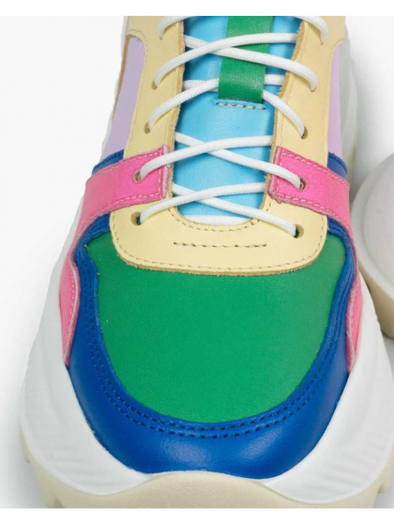 Sneakersy wielokolorowe damskie skórzane