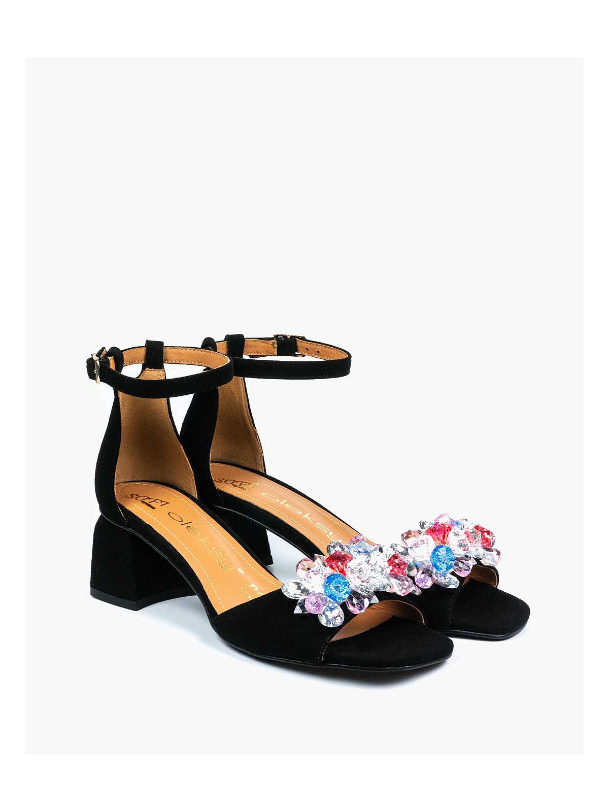 Czarne sandały damskie skórzane