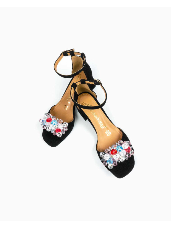 Czarne sandały damskie skórzane