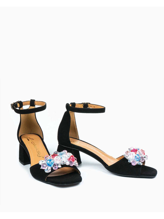 Czarne sandały damskie skórzane