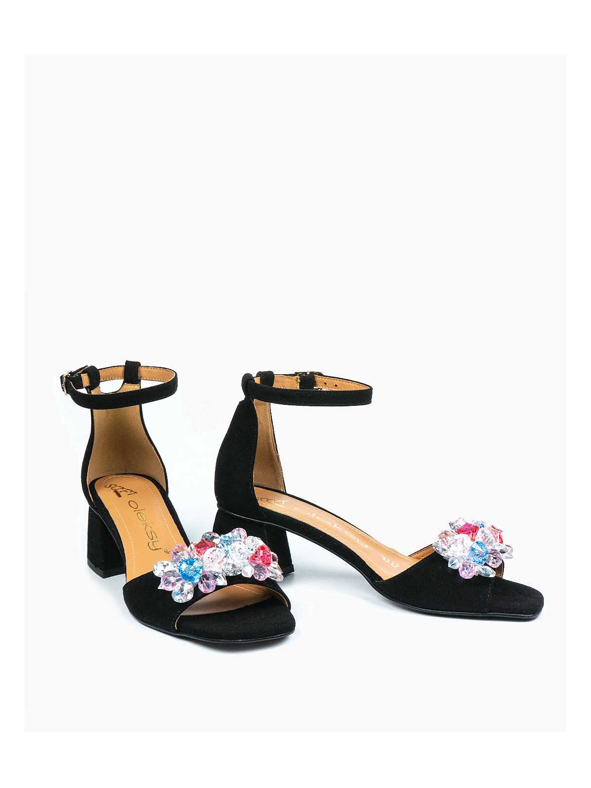 Czarne sandały damskie skórzane