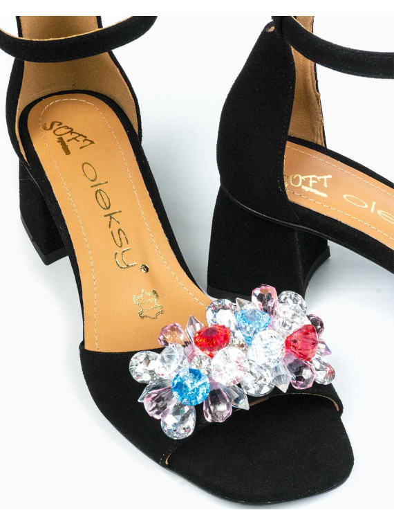 Czarne sandały damskie skórzane