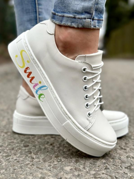 Białe trampki damskie skórzane