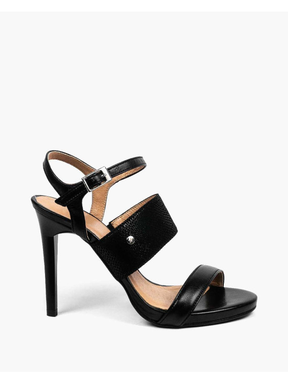 Czarne sandały damskie skórzane