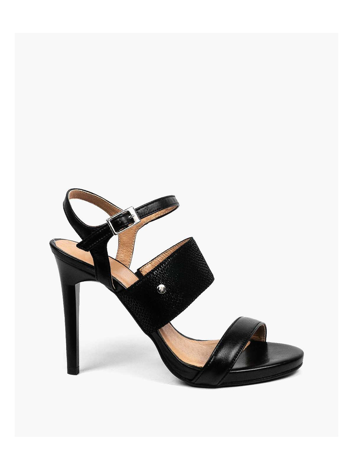Czarne sandały damskie skórzane