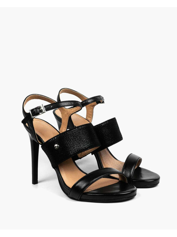 Czarne sandały damskie skórzane