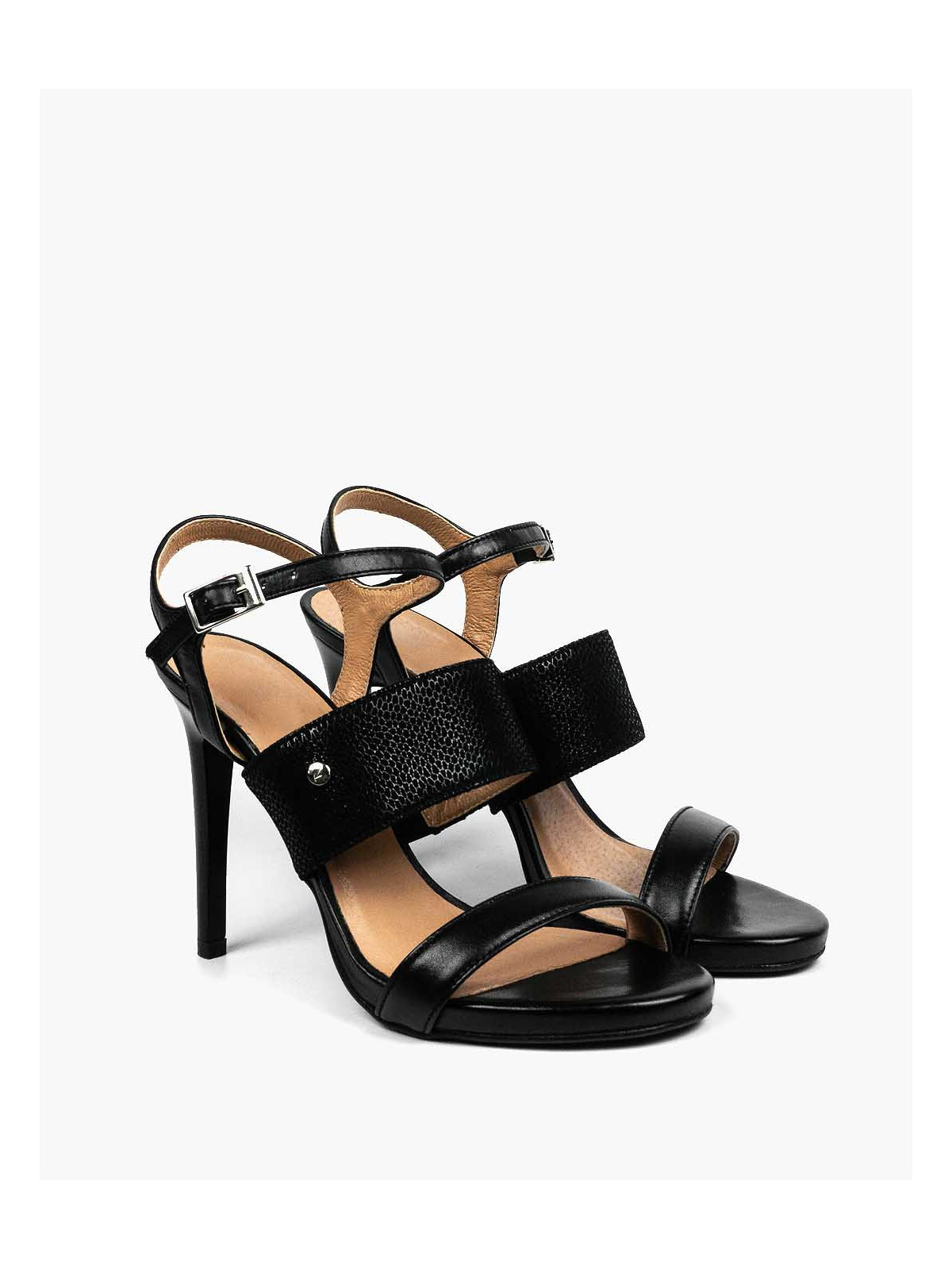Czarne sandały damskie skórzane