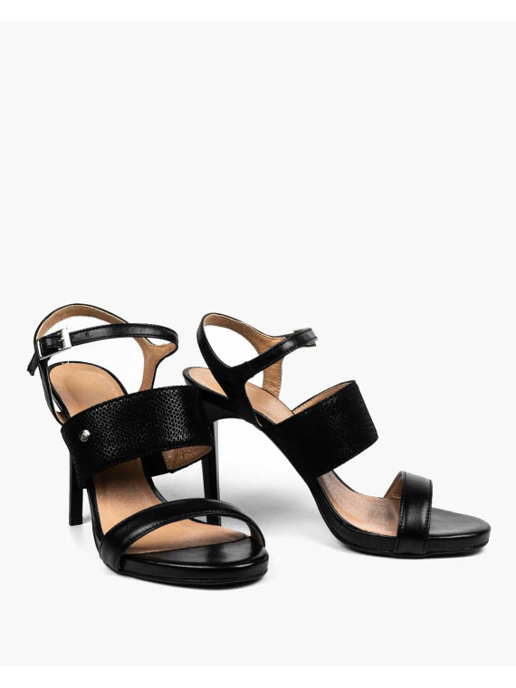 Czarne sandały damskie skórzane