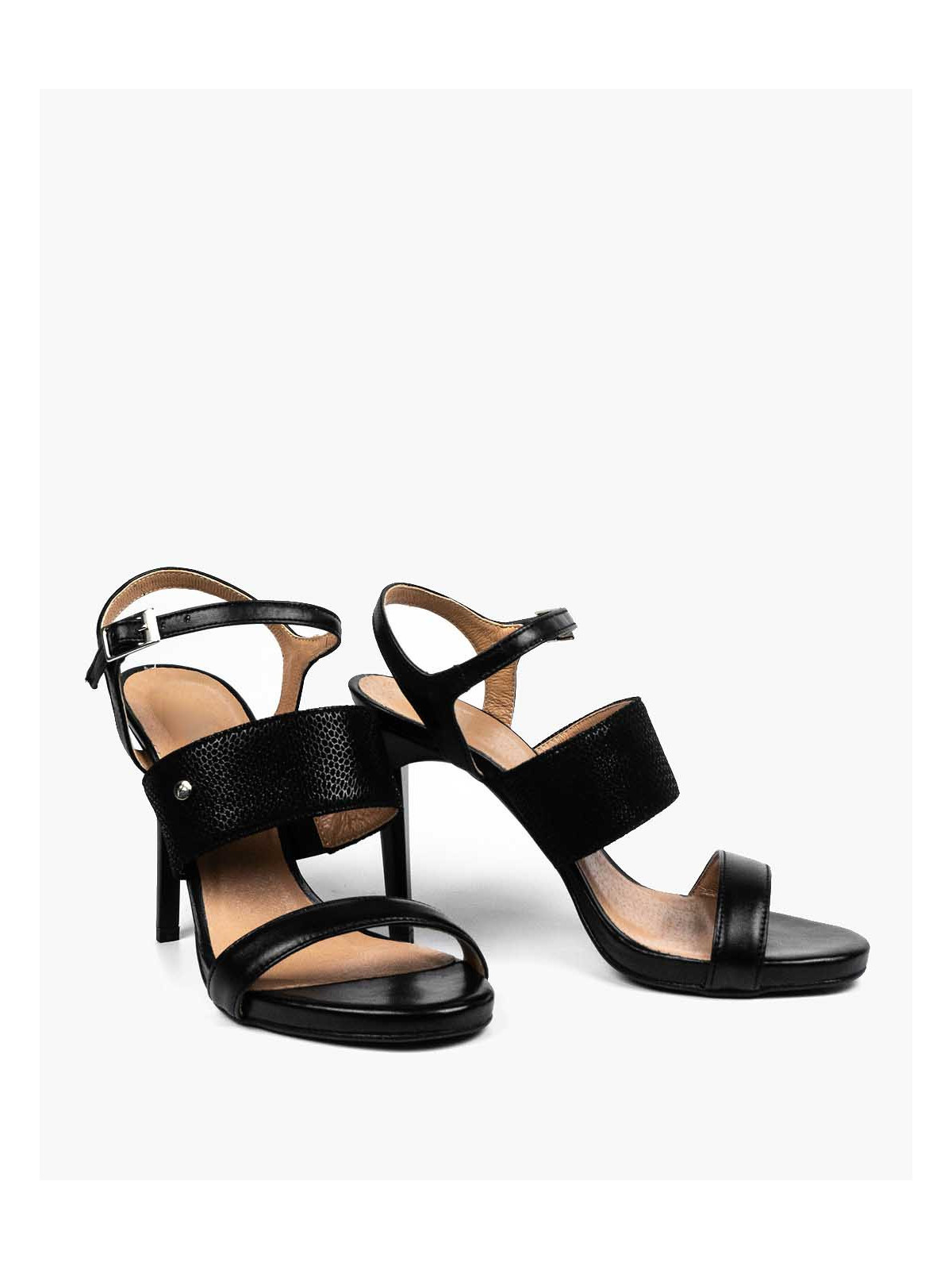 Czarne sandały damskie skórzane
