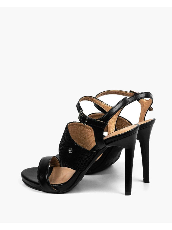 Czarne sandały damskie skórzane