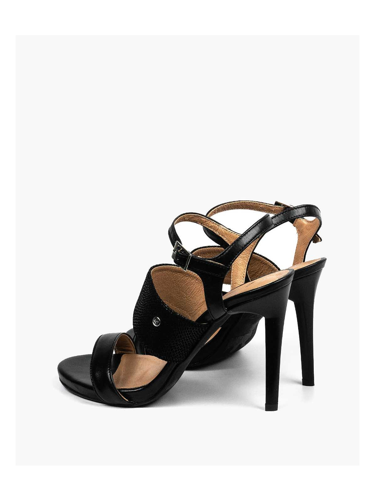 Czarne sandały damskie skórzane