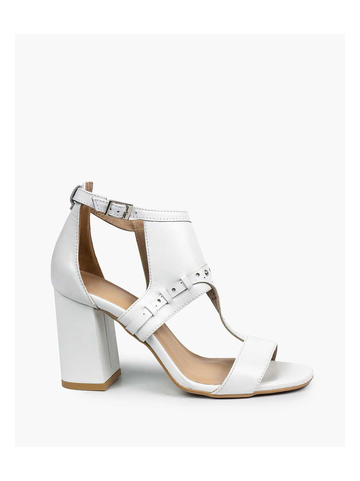 Białe sandały damskie skórzane