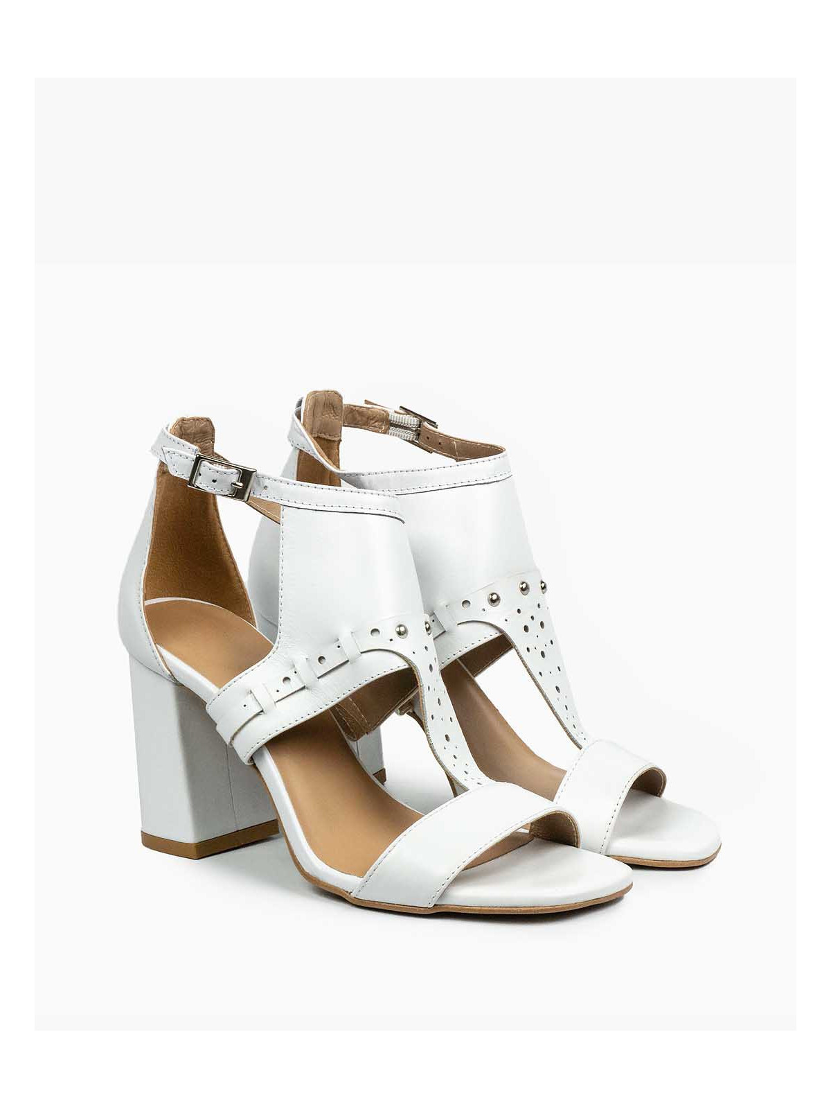 Białe sandały damskie skórzane