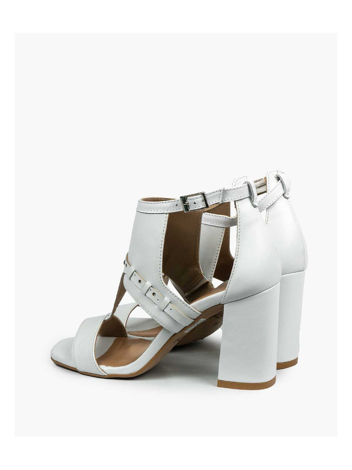 Białe sandały damskie skórzane