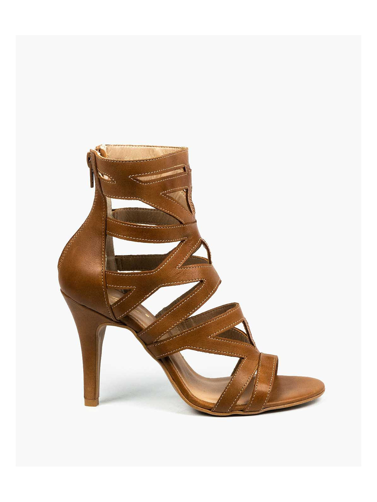 Rude sandały damskie skórzane