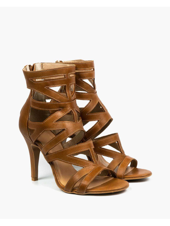 Rude sandały damskie skórzane