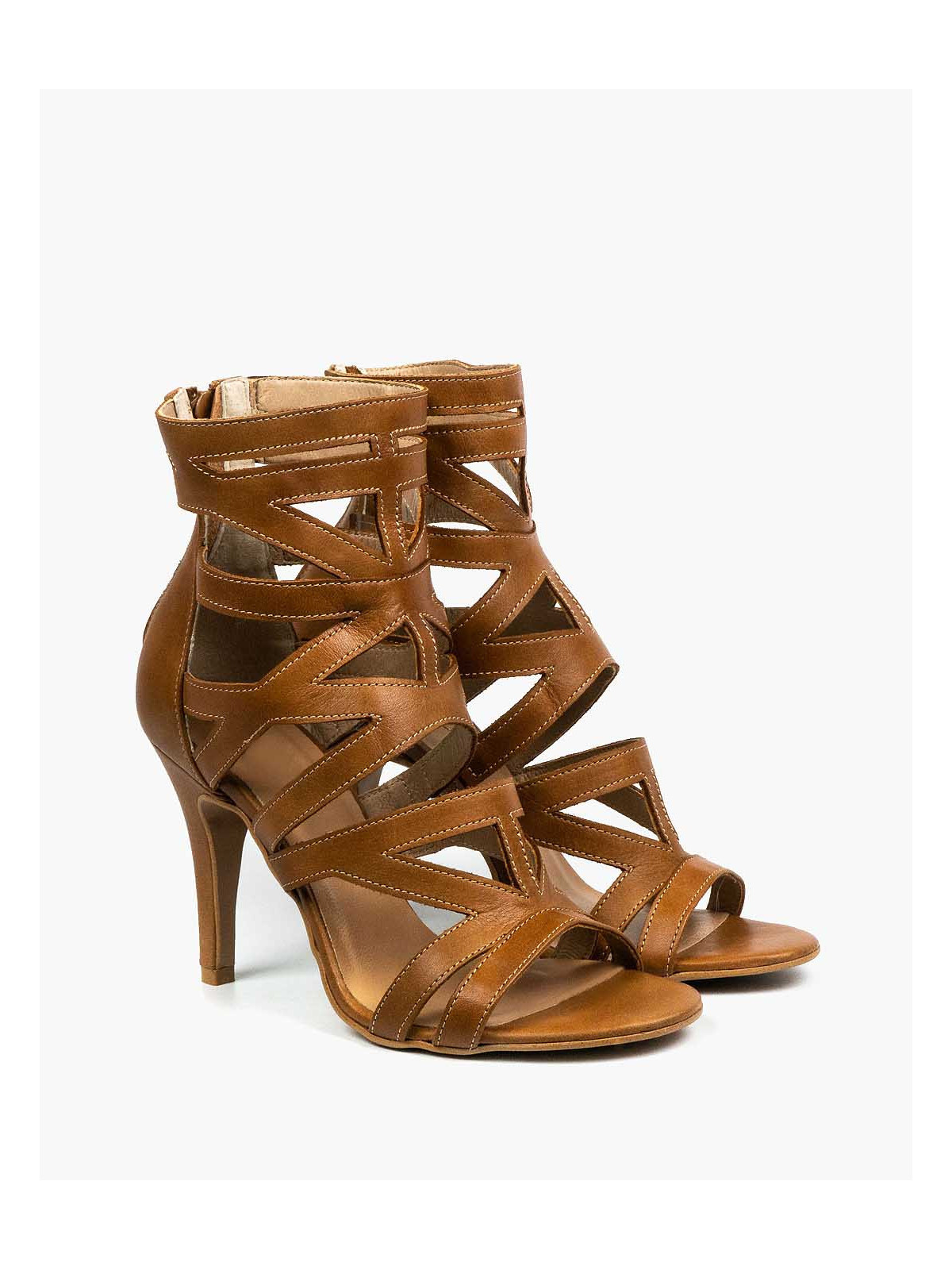 Rude sandały damskie skórzane