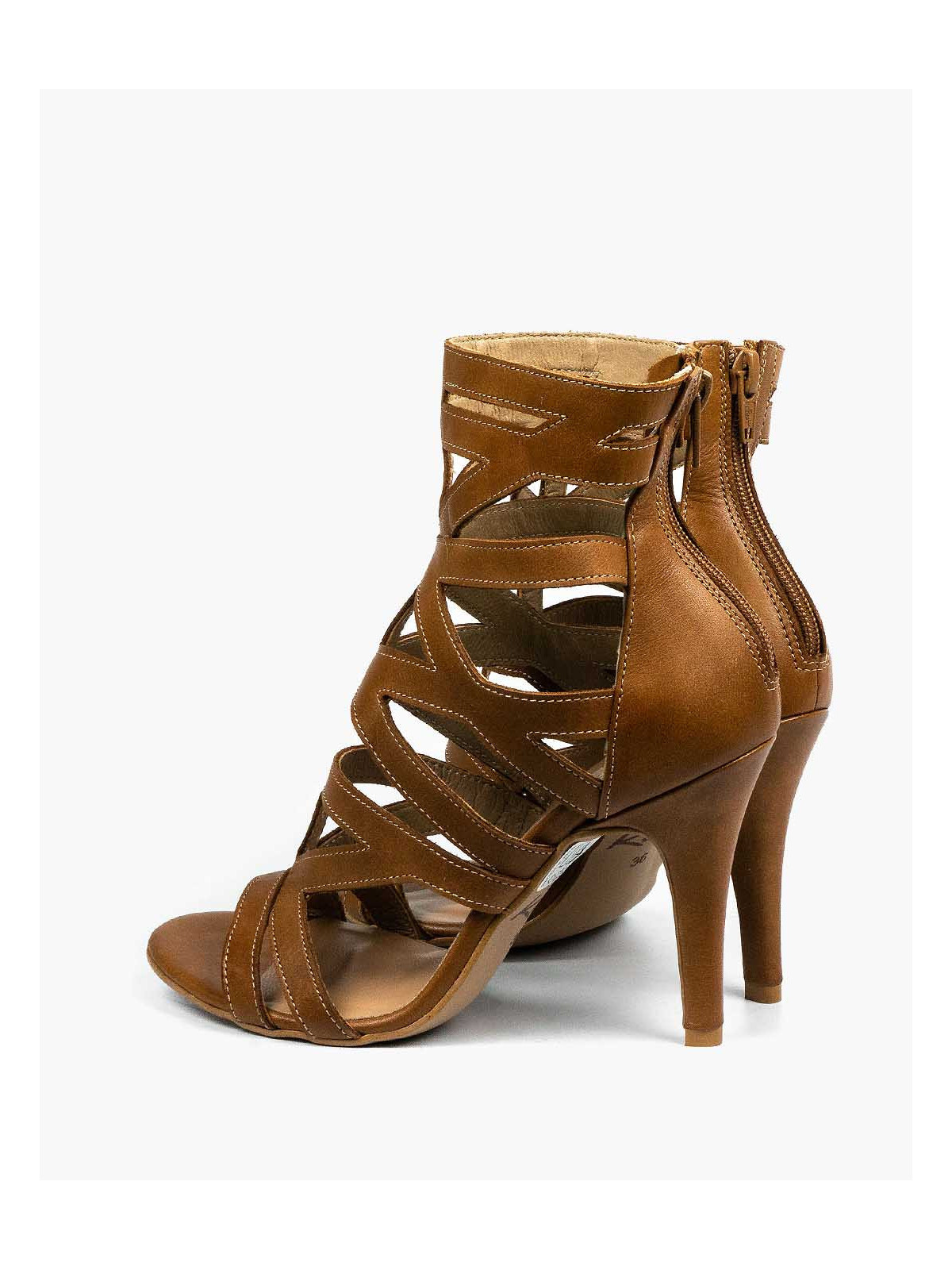 Rude sandały damskie skórzane