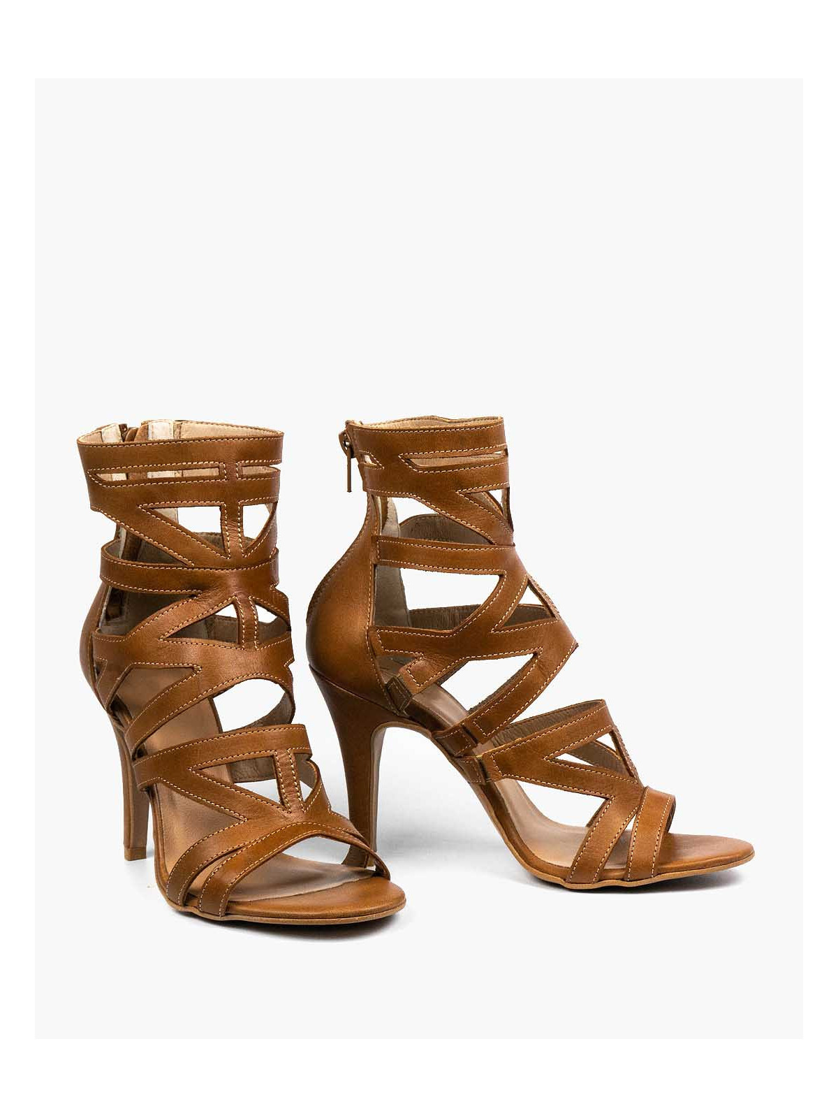 Rude sandały damskie skórzane