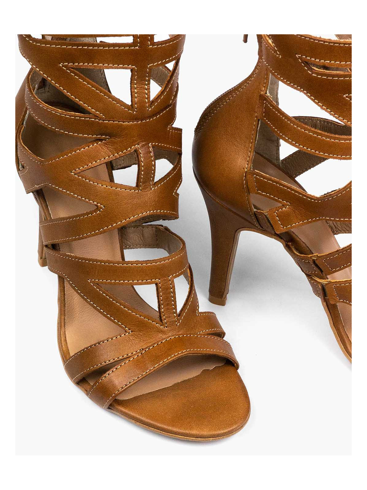 Rude sandały damskie skórzane