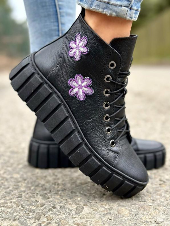 Czarne trampki damskie skórzane