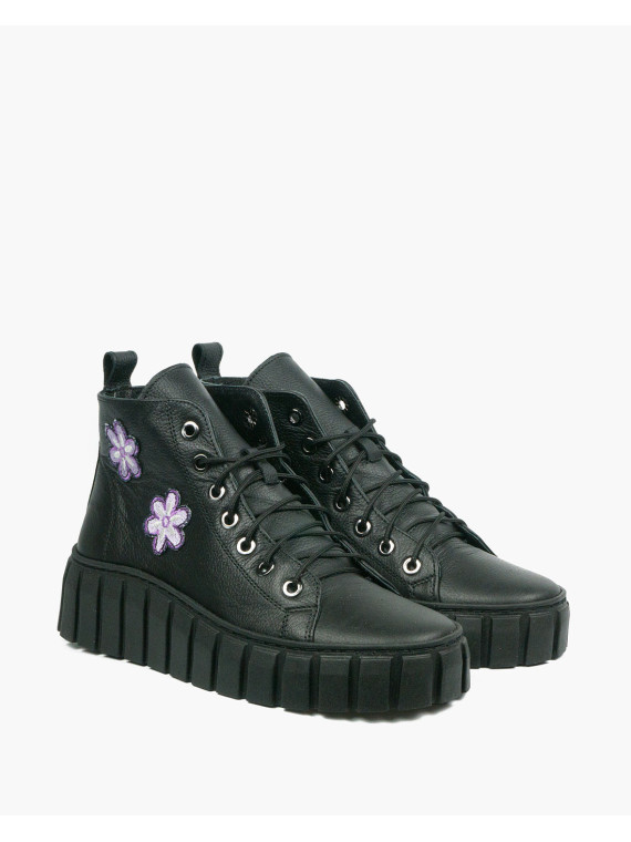 Czarne trampki damskie skórzane