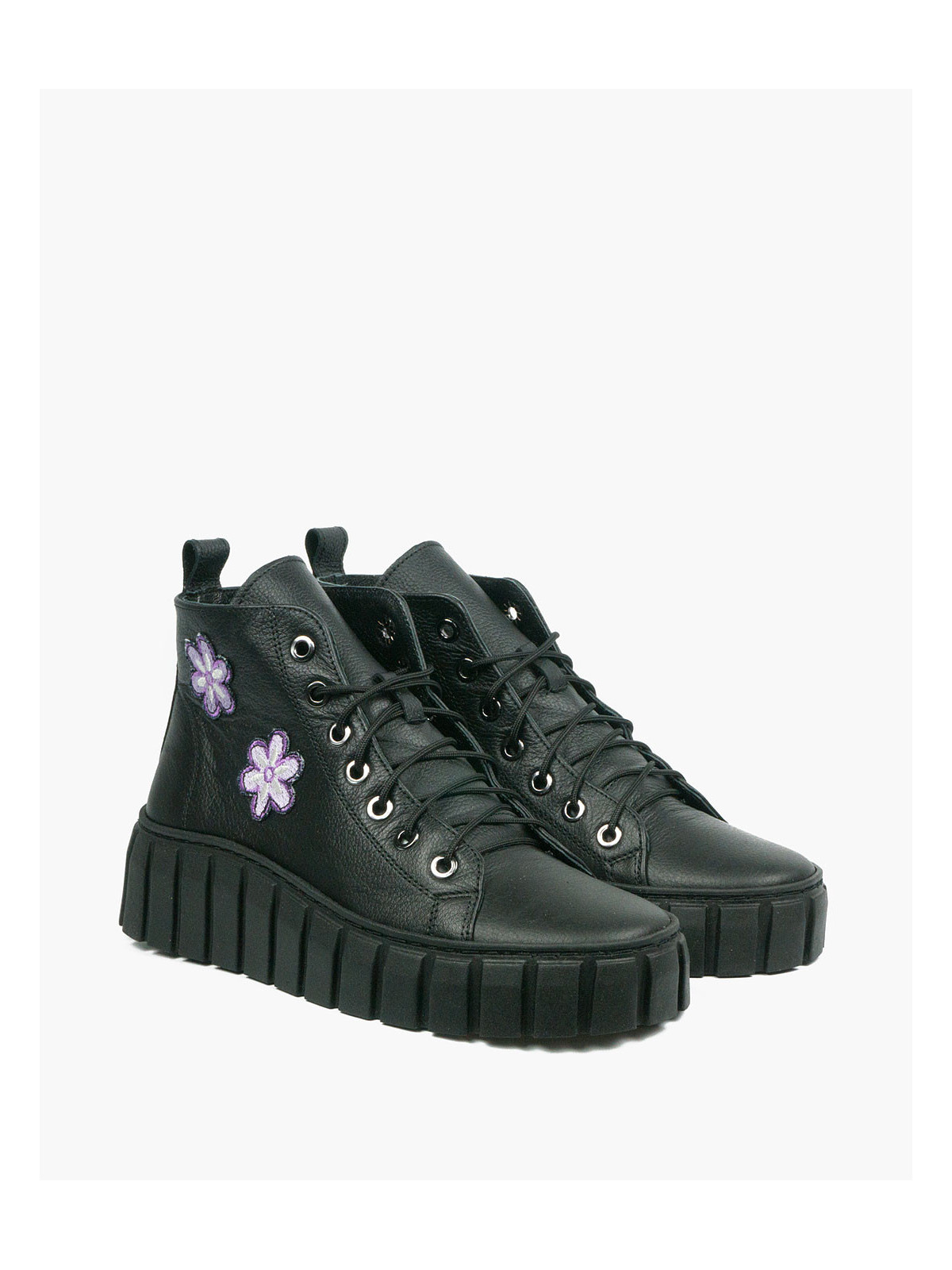 Czarne trampki damskie skórzane