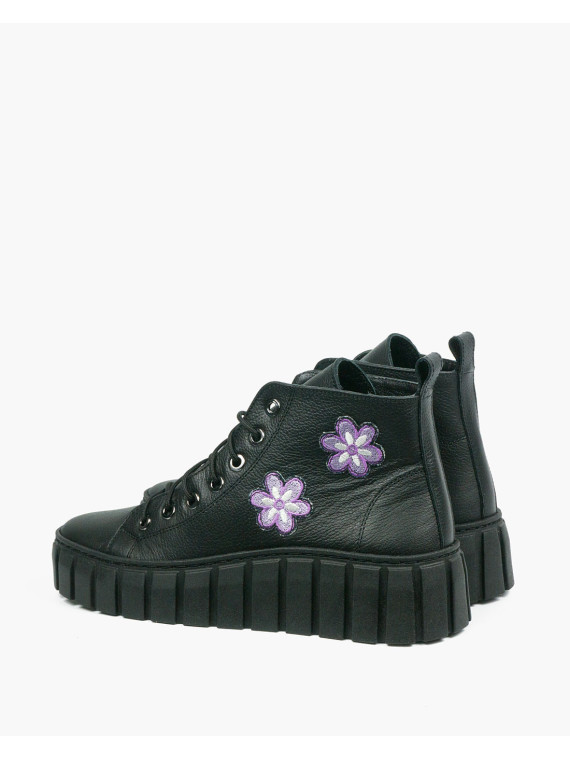 Czarne trampki damskie skórzane