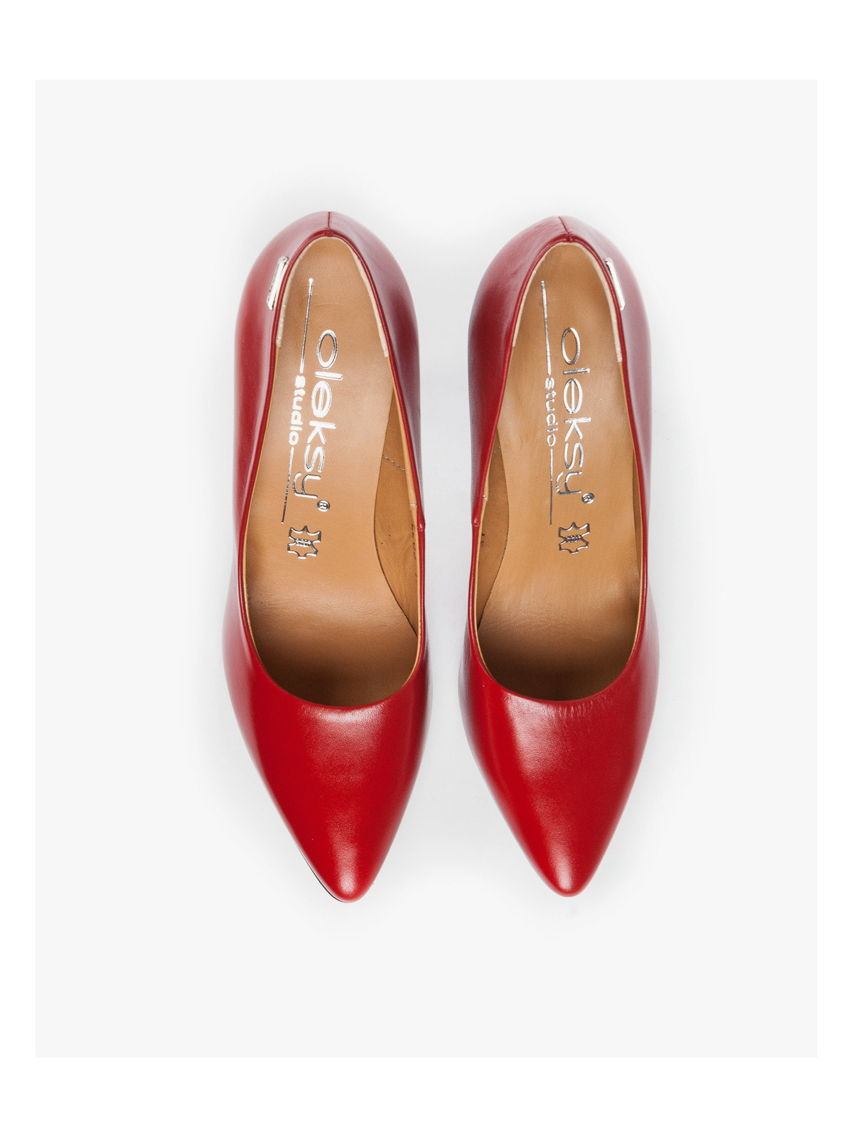 Czółenka czerwone damskie skórzane