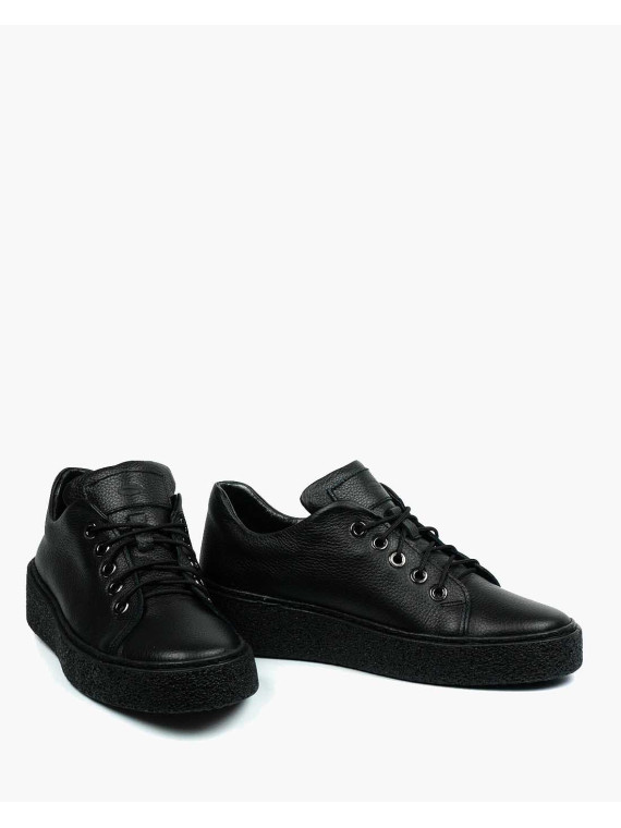 Czarne trampki damskie skórzane
