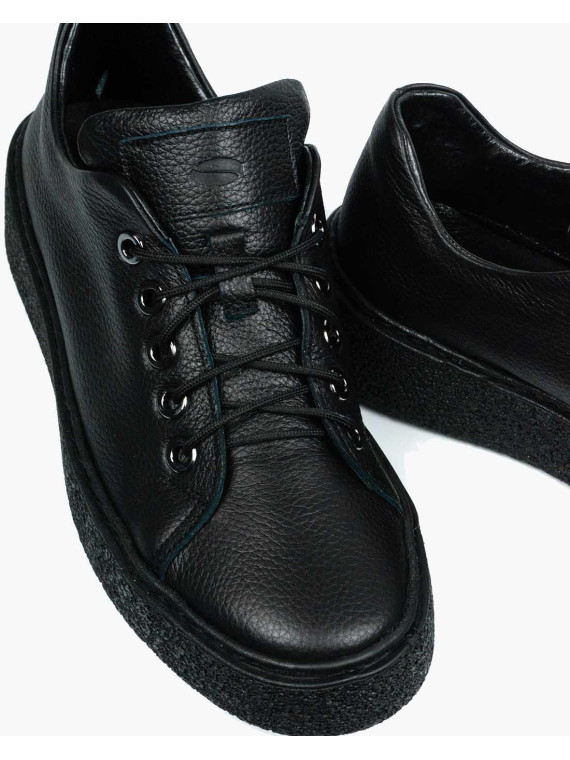 Czarne trampki damskie skórzane