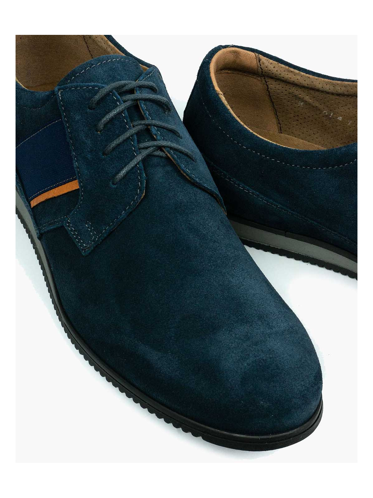 Granatowe półbuty męskie skórzane