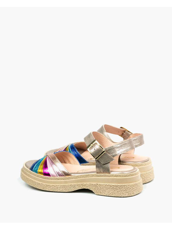 Sandały wielokolorowe damskie skórzane
