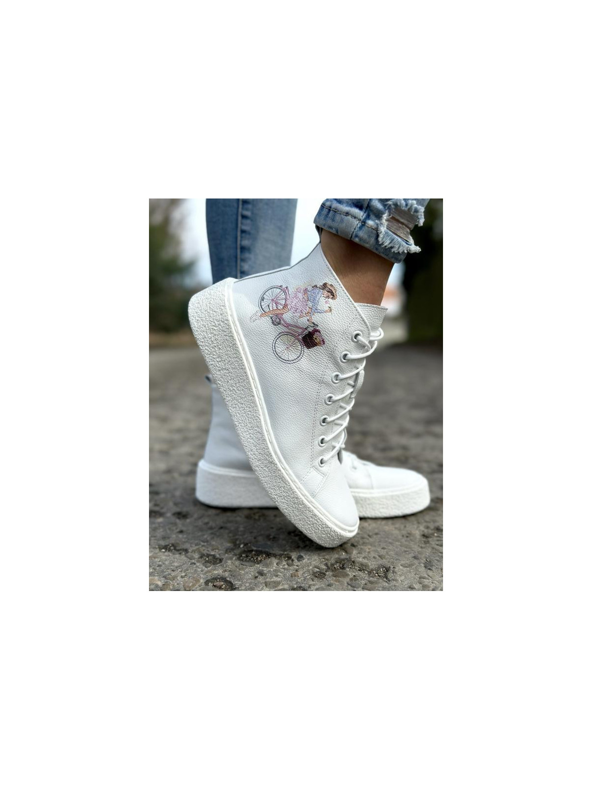 Białe trampki damskie skórzane