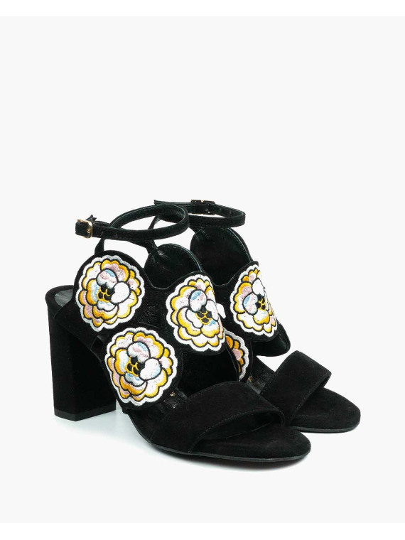 Czarne sandały damskie skórzane