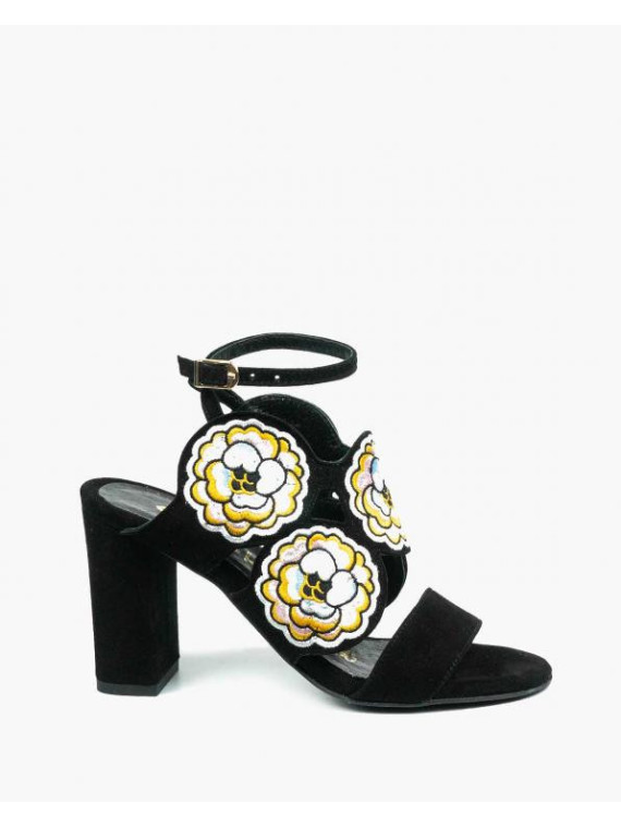 Czarne sandały damskie skórzane