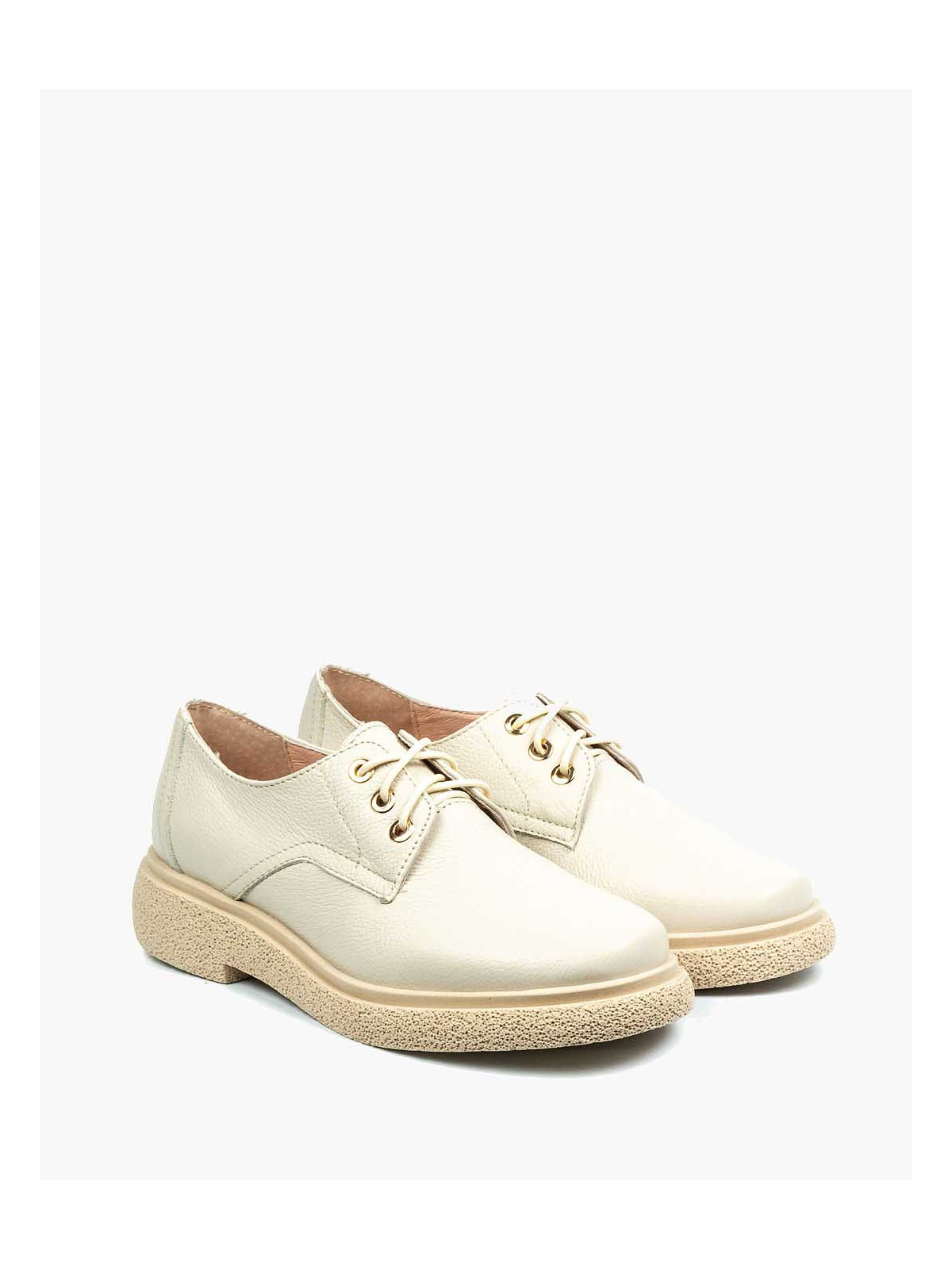 Beżowe półbuty damskie skórzane