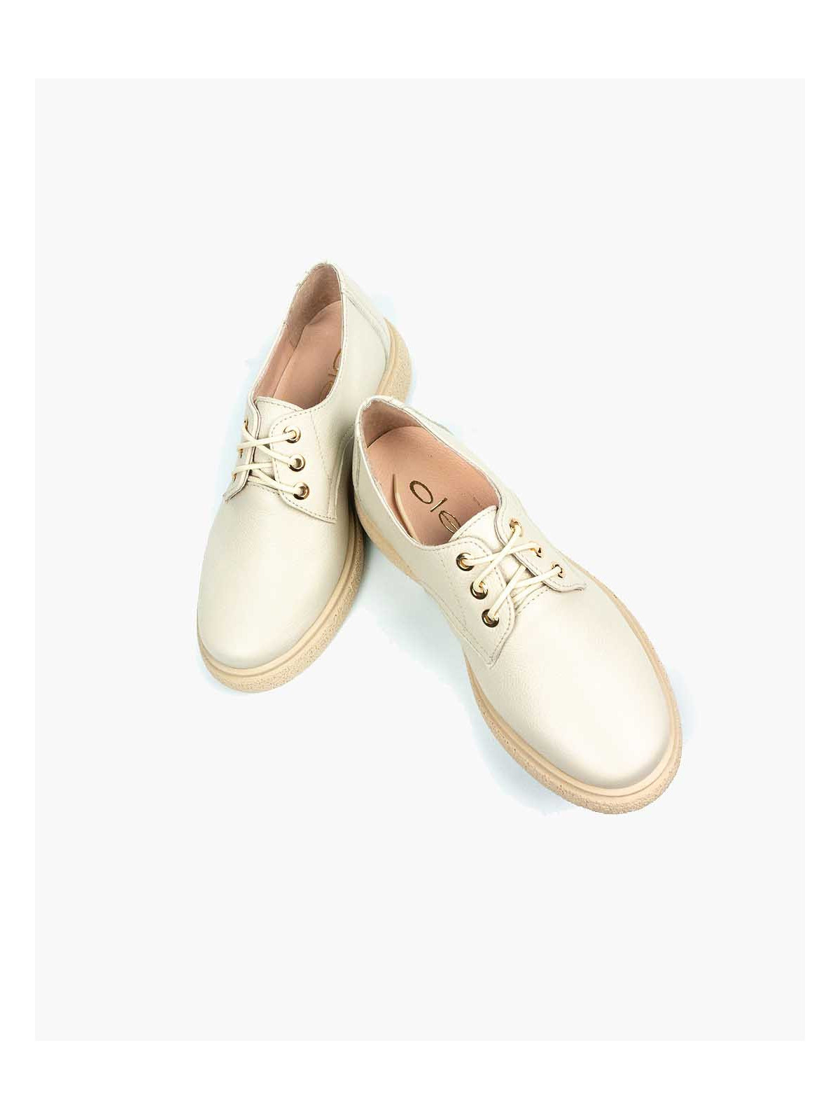 Beżowe półbuty damskie skórzane