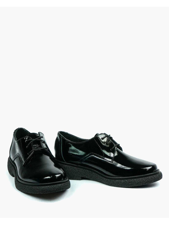 Czarne półbuty damskie skórzane