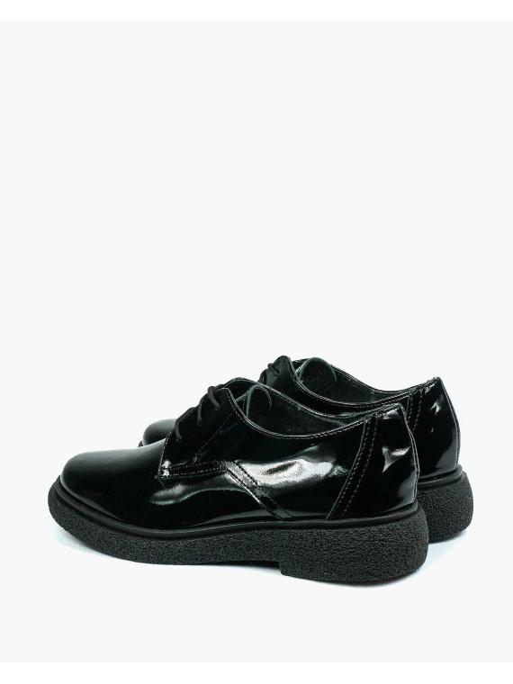 Czarne półbuty damskie skórzane