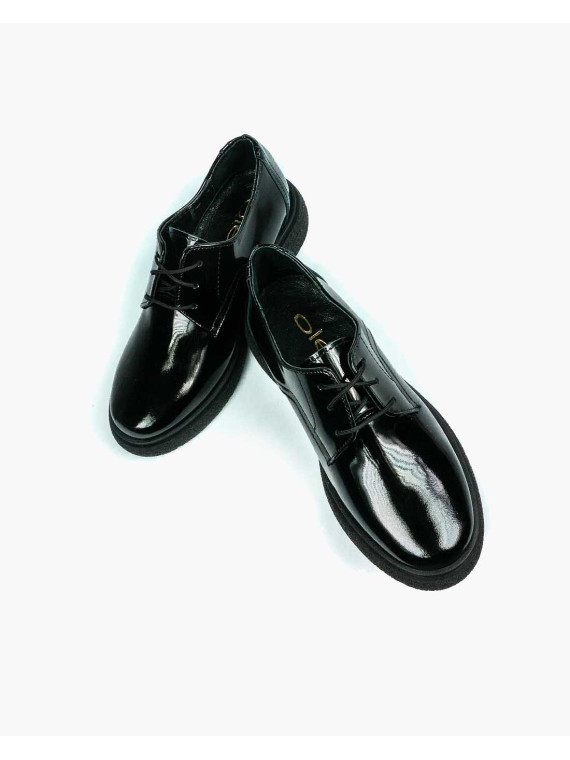 Czarne półbuty damskie skórzane