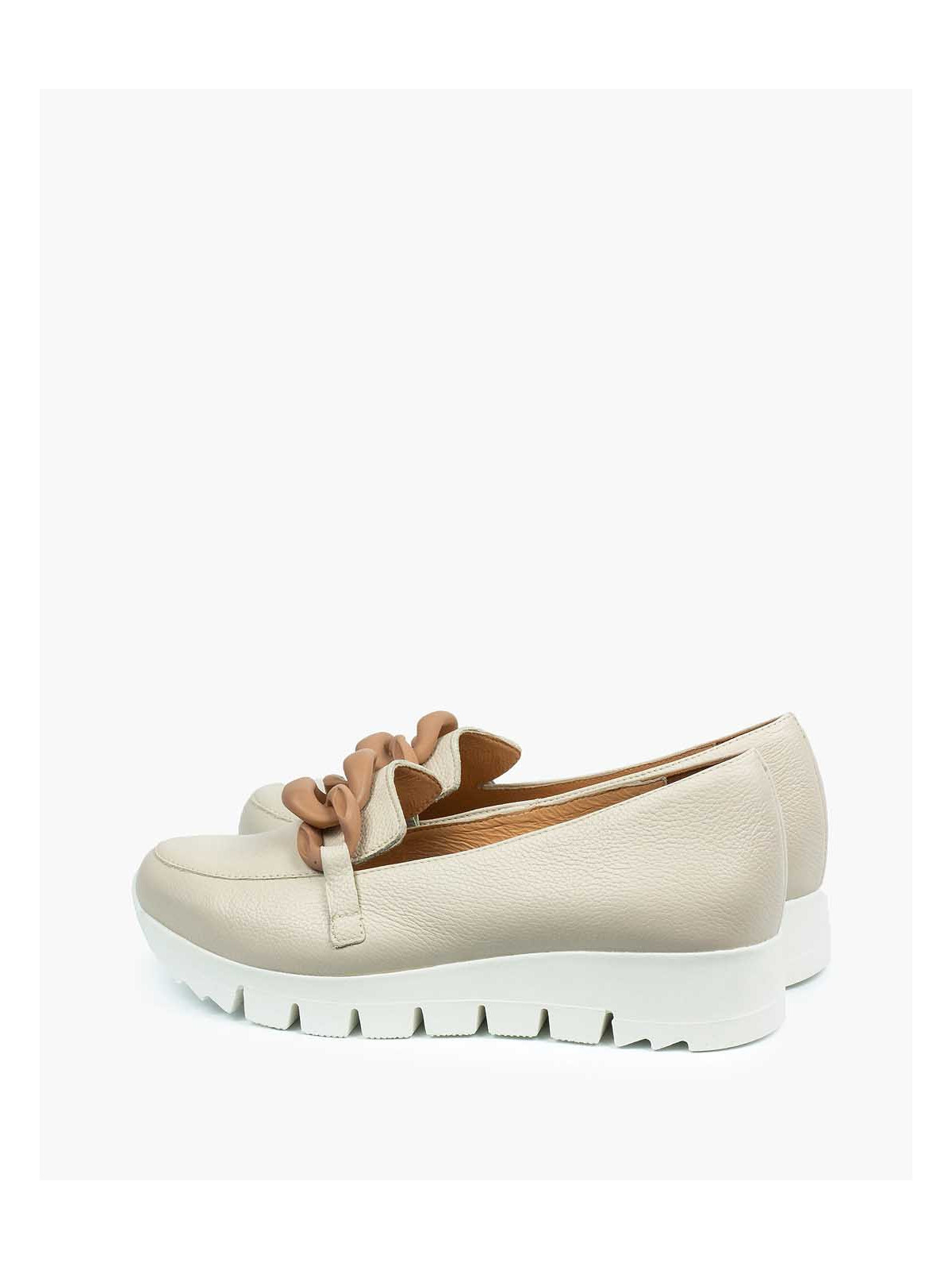 Beżowe półbuty damskie skórzane