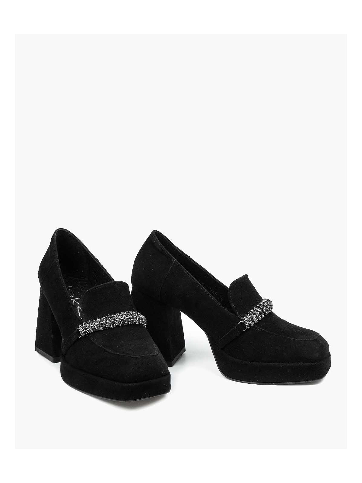 Czarne półbuty damskie skórzane