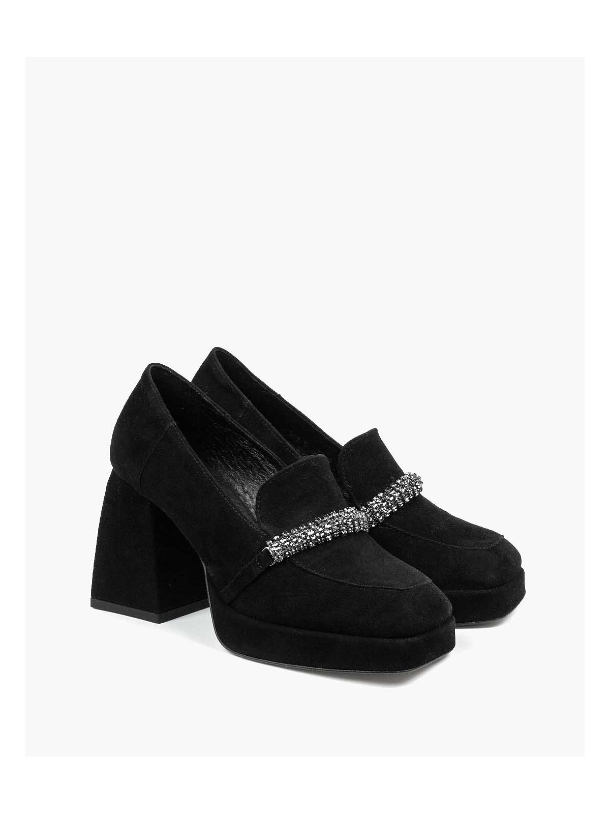 Czarne półbuty damskie skórzane