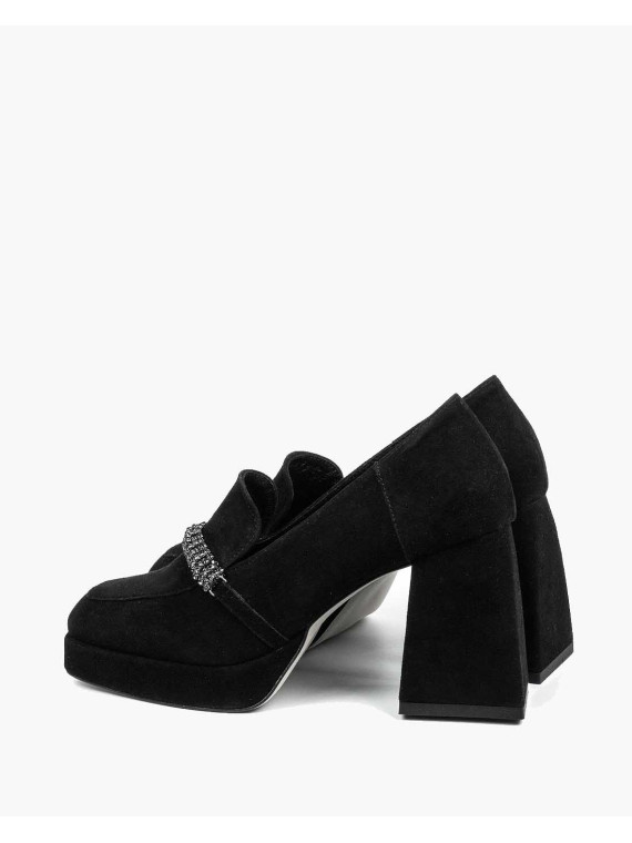 Czarne półbuty damskie skórzane